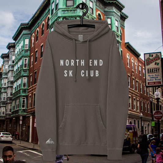 North End Ski Club pigment-dyed hoodie